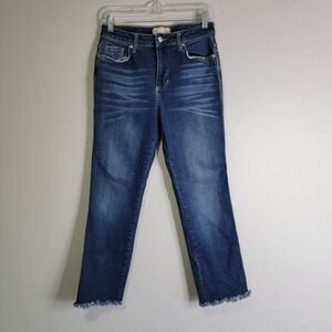 Free People Women's Distressed Raw Hem‎ Blue Denim Jeans Tag 26 Measures 28